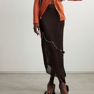 ACNE STUDIOS Keelah Asymmetric Distressed Appliquéd Knitted Midi Skirt - Size XS